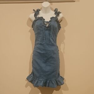 Blue Ruffled Denim Dress